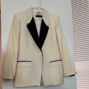 J. Crew Collection Cream Tuxedo Blazer with Black Lapels